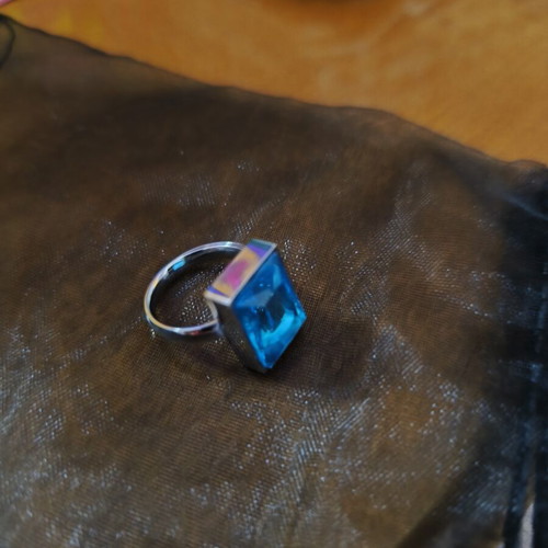 Ring with blue stone stainless steel, size 16.5mm, new