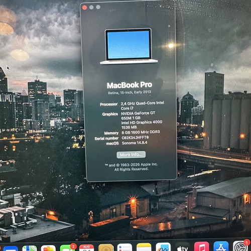 MacBook Pro 2013 15-inch laptop with charger