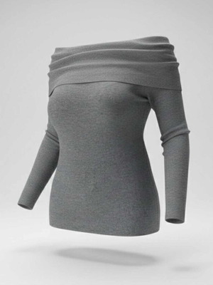 Zara blouse new, elastic, long with turned collar, gray, size M