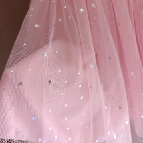 Girls' dress size 7 years like new, pink with silver stars