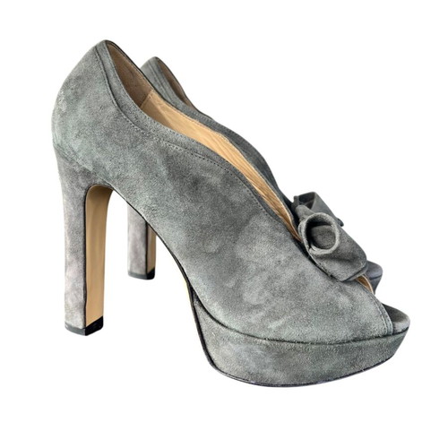 Twin-Set Simona Barbieri suede leather women's heels size 38 new gray