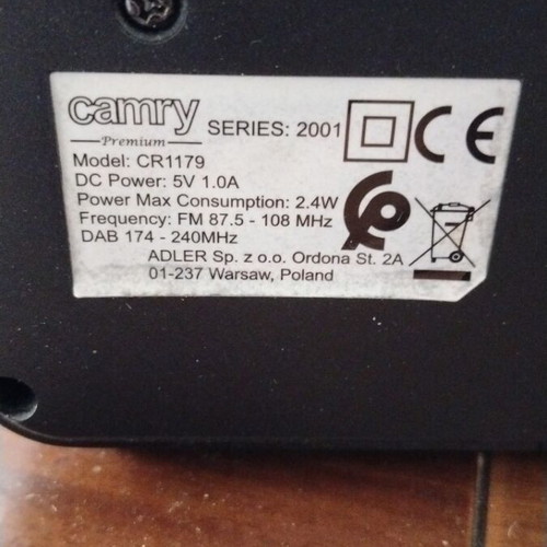 Camry CR 1179 DAB/FM radio alarm clock
