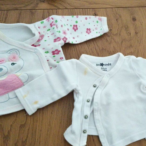 Baby jackets used, cotton, 0-3 months, vitamin D3 stains