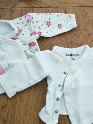 Baby jackets used, cotton, 0-3 months, vitamin D3 stains