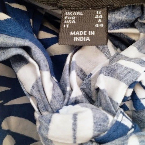 Primark short dress with puff sleeves blue and white like new