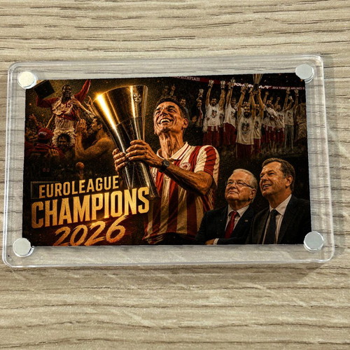 Ακρυλικό μαγνητάκι Euroleague Champions 2026 Ολυμπιακός καινούργιο