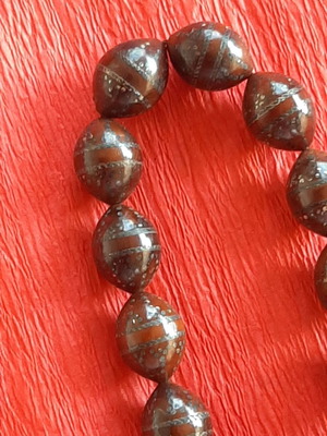 Handmade Turkish Worry Beads used, wood kuk with silver carvings