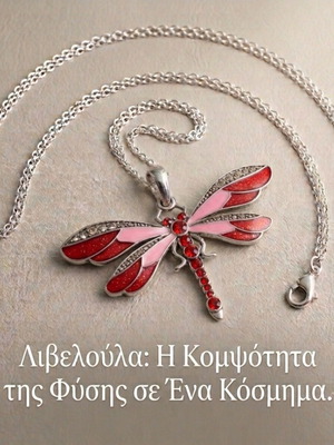 Dragonfly pendant with enamel and stones