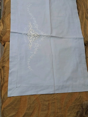 Set of 2 pillowcases light blue with cutwork embroidery like new