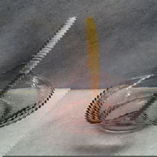 Μπολ vintage μεταχειρισμένο με πλεκτό χερούλι ψάθας art deco