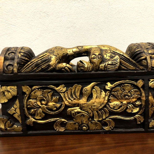 Wooden carved box like new with bird and fish theme