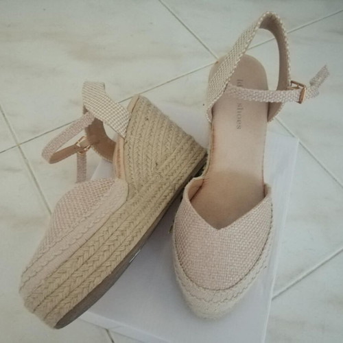 Espadrille platform sandals size 39, like new, beige, 8cm heel