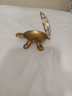 Brass turtle decoration with shell inlay