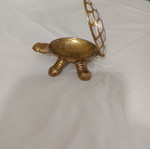 Brass turtle decoration with shell inlay