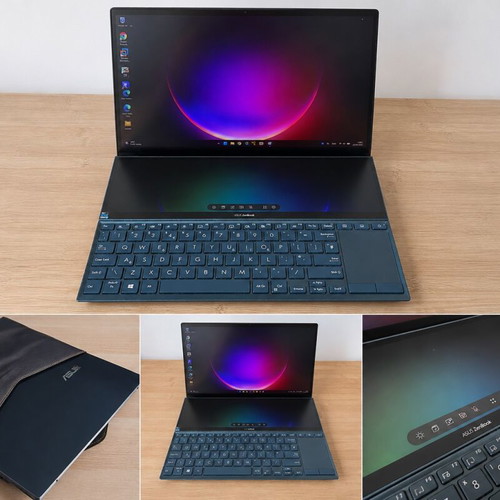 Asus ZenBook DUO UX482EAR laptop used with ScreenPad Plus dual touchscreen