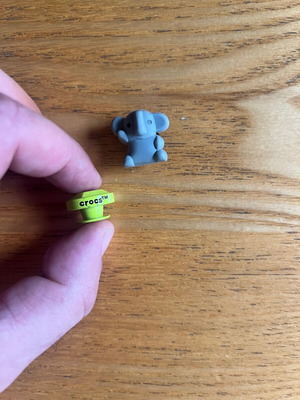 Crocs pins like new, set of two, gray and green