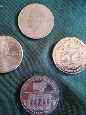 Commemorative coins like new, set of 4 pieces