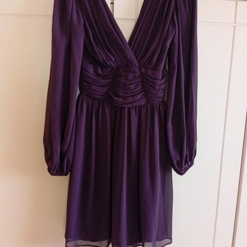Asos dress new, purple, size small with deep neckline and sheer sleeves