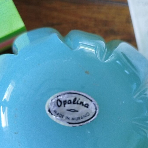 Viking Lotus Bowl green opaline, like new, Italian Murano 1970