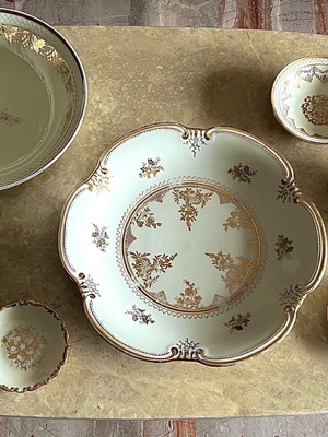 Serveware, plates, and bowls made of vintage Bavarian porcelain