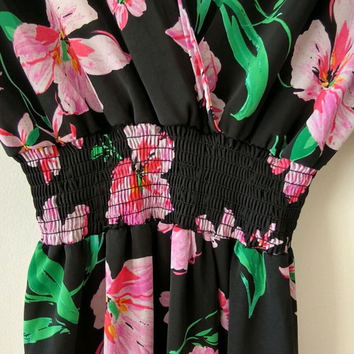 Airy floral long dress new, black multicolor