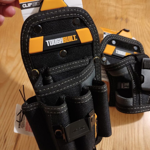 Though Built drill holster and 6-pocket tool pouch with Clip Tech