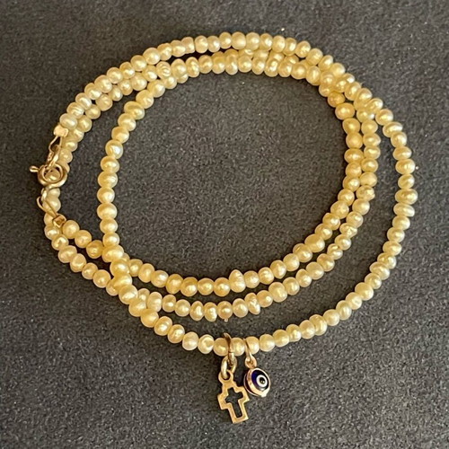 Vintage Silver Amulet Necklace with Freshwater Pearl like new