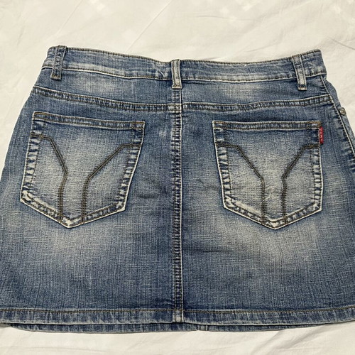FOBO Jeans mini denim skirt, stonewashed blue, size L