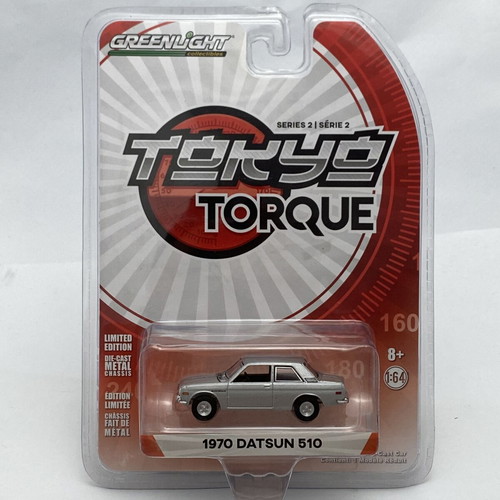 1970 Datsun 510 Silver Greenlight Tokyo Torque 1:64