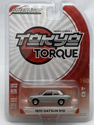 1970 Datsun 510 Silver Greenlight Tokyo Torque 1:64