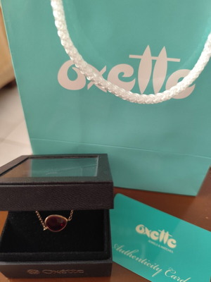 Oxette silver 925 gold plated necklace with red stone used