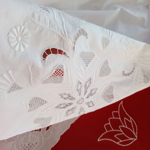 White Tablecloth with Rich Cutwork Embroidery 200x191 cm 100% Cotton like new