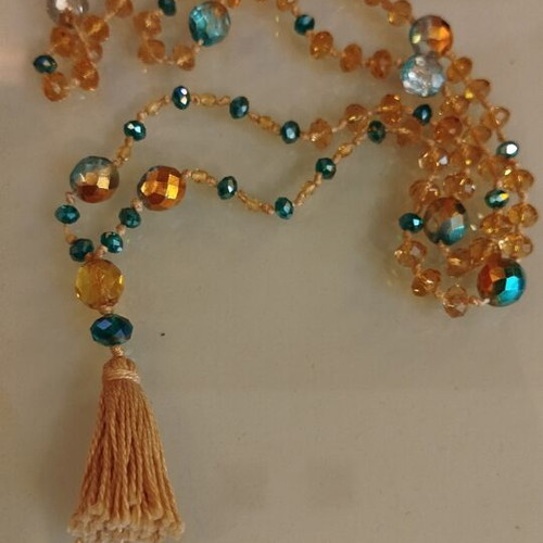 Statement handmade necklace with tassel, like new