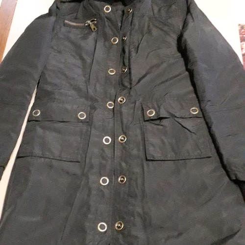 Women's long insulated jacket used, size M, black