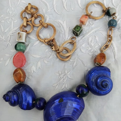 Zara Special Edition Necklace with Blue Shells like new