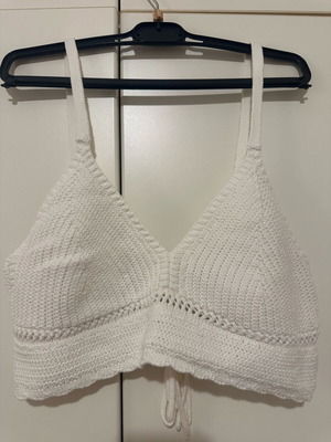 Crochet crop top white like new, handmade summer style