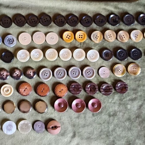 Vintage Retro Buttons set of 77 with 20 fabric buttons gift like new