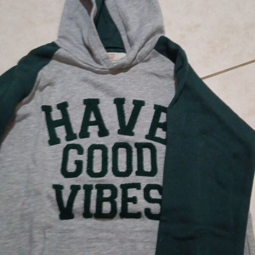 Kids hoodie size 152 cm, like new, grey and green