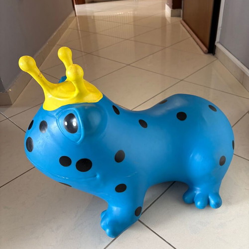 Jumpy inflatable frog toy used, blue, 12+ months