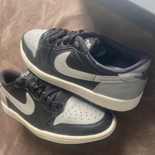 Jordan 1 Low OG Shadow sneakers, black and grey, size 43