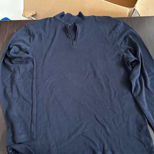 Men's Quarter-Zip Mock Neck Shirt Dressmann XL like new, navy blue
