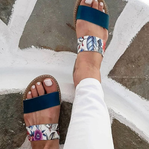 Antiparos leather sandals used, size 37, white and blue