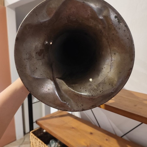 Tenor horn used, decorative French brass instrument