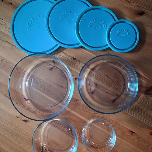 Set of 4 glass food containers used Igloo Borgonovo Italy