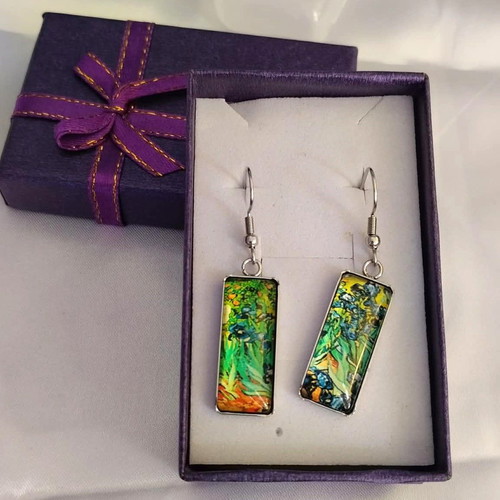 Van Gogh Irises earrings new, multicolored