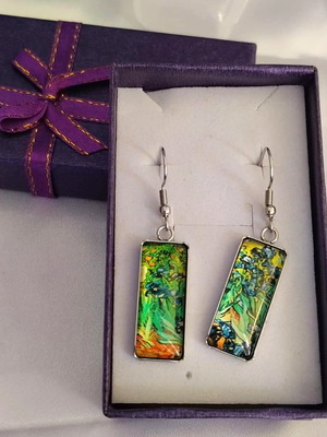 Van Gogh Irises earrings new, multicolored