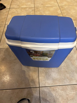 Portable sea cooler like new, blue plastic with handle lock