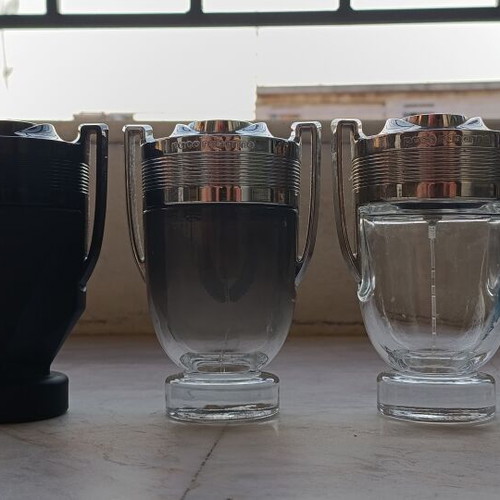 Invictus Paco Rabanne empty perfume bottles used, set of four