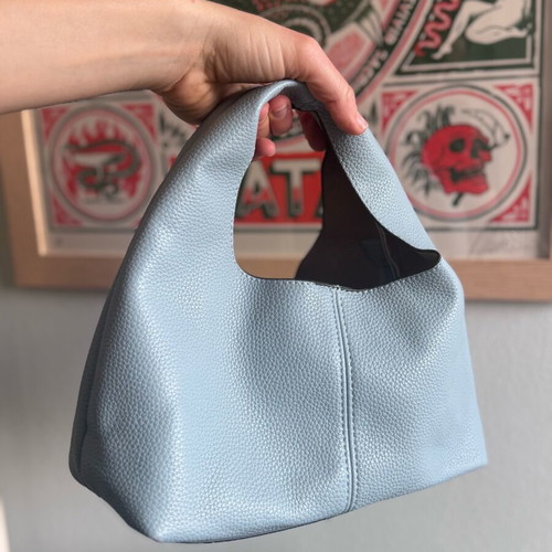 THE SACK BAG handbag and wallet new, baby blue and gray