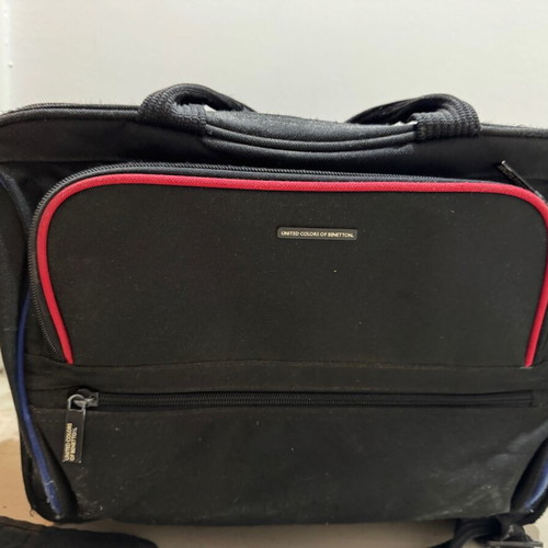 Benetton laptop bag used, black with multiple compartments